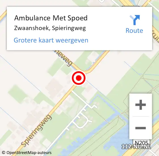 Locatie op kaart van de 112 melding: Ambulance Met Spoed Naar Zwaanshoek, Spieringweg op 6 april 2024 15:23