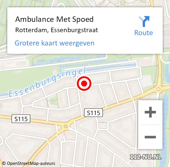 Locatie op kaart van de 112 melding: Ambulance Met Spoed Naar Rotterdam, Essenburgstraat op 6 april 2024 15:27