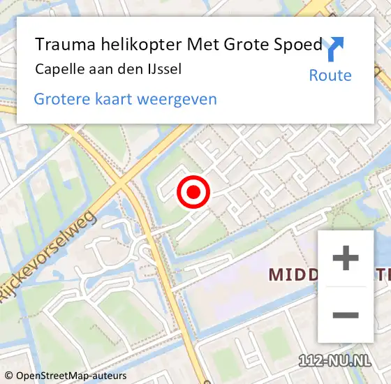 Locatie op kaart van de 112 melding: Trauma helikopter Met Grote Spoed Naar Capelle aan den IJssel op 6 april 2024 15:32
