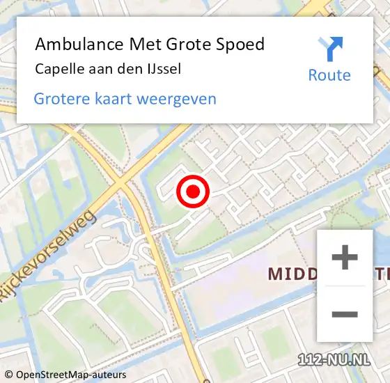 Locatie op kaart van de 112 melding: Ambulance Met Grote Spoed Naar Capelle aan den IJssel op 6 april 2024 15:38