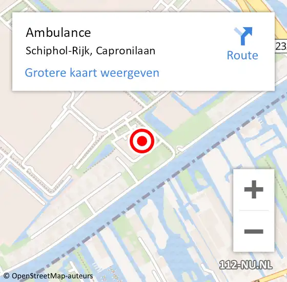 Locatie op kaart van de 112 melding: Ambulance Schiphol-Rijk, Capronilaan op 6 april 2024 15:41