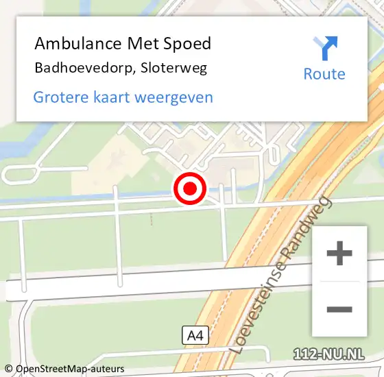 Locatie op kaart van de 112 melding: Ambulance Met Spoed Naar Badhoevedorp, Sloterweg op 6 april 2024 16:01