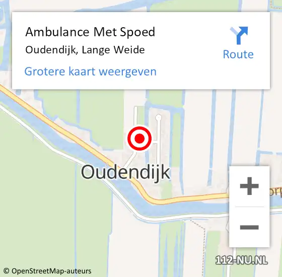 Locatie op kaart van de 112 melding: Ambulance Met Spoed Naar Oudendijk, Lange Weide op 6 april 2024 16:01