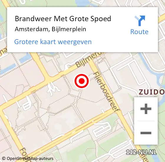 Locatie op kaart van de 112 melding: Brandweer Met Grote Spoed Naar Amsterdam, Bijlmerplein op 6 april 2024 16:19