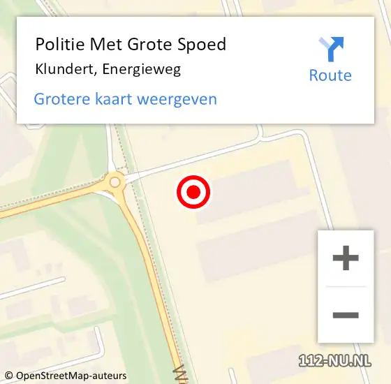 Locatie op kaart van de 112 melding: Politie Met Grote Spoed Naar Klundert, Energieweg op 6 april 2024 16:32