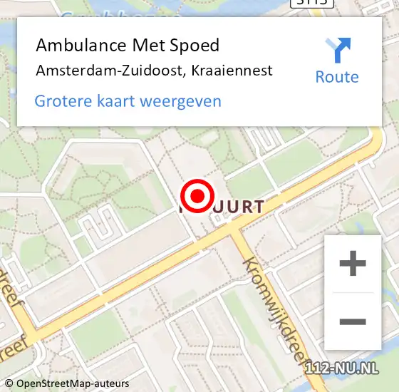 Locatie op kaart van de 112 melding: Ambulance Met Spoed Naar Amsterdam, Kraaiennest op 6 april 2024 16:42