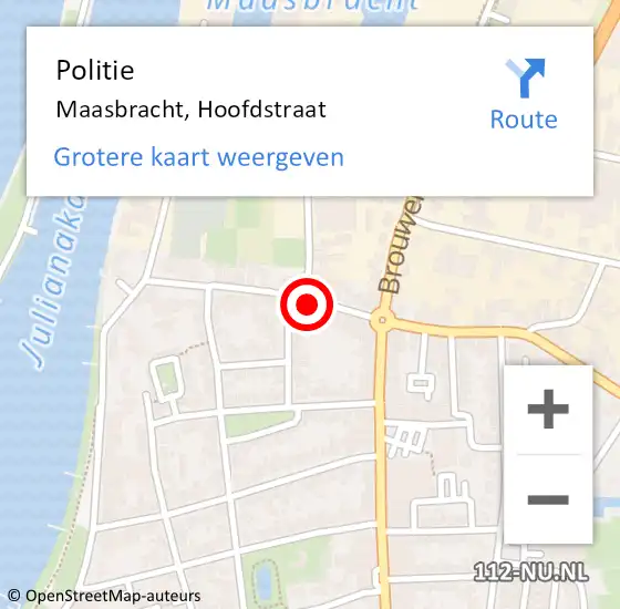 Locatie op kaart van de 112 melding: Politie Maasbracht, Hoofdstraat op 6 april 2024 16:50