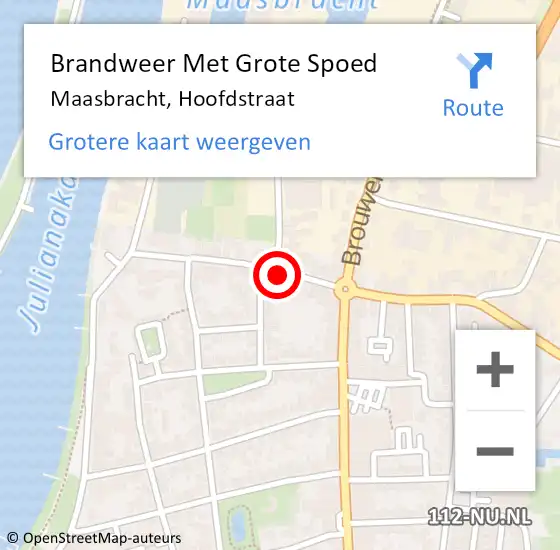 Locatie op kaart van de 112 melding: Brandweer Met Grote Spoed Naar Maasbracht, Hoofdstraat op 6 april 2024 16:51