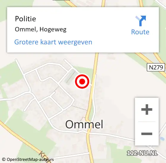 Locatie op kaart van de 112 melding: Politie Ommel, Hogeweg op 6 april 2024 16:53