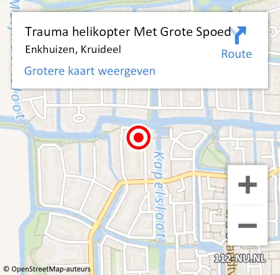 Locatie op kaart van de 112 melding: Trauma helikopter Met Grote Spoed Naar Enkhuizen, Kruideel op 6 april 2024 17:38