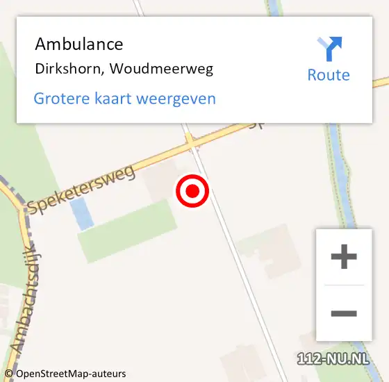 Locatie op kaart van de 112 melding: Ambulance Dirkshorn, Woudmeerweg op 6 april 2024 17:40