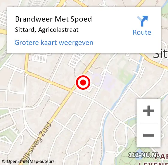 Locatie op kaart van de 112 melding: Brandweer Met Spoed Naar Sittard, Agricolastraat op 6 april 2024 17:48