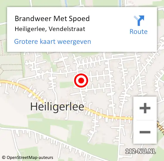 Locatie op kaart van de 112 melding: Brandweer Met Spoed Naar Heiligerlee, Vendelstraat op 6 april 2024 18:09