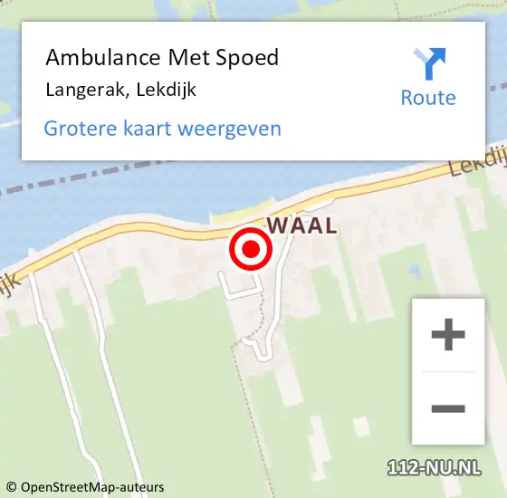 Locatie op kaart van de 112 melding: Ambulance Met Spoed Naar Langerak, Lekdijk op 6 april 2024 18:20