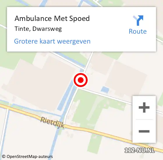 Locatie op kaart van de 112 melding: Ambulance Met Spoed Naar Tinte, Dwarsweg op 6 april 2024 18:22