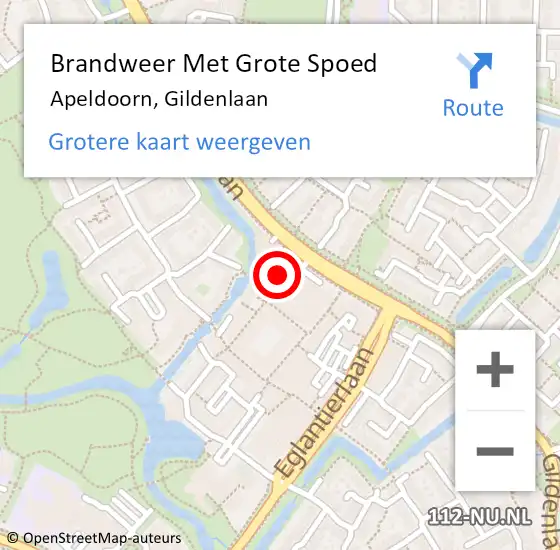 Locatie op kaart van de 112 melding: Brandweer Met Grote Spoed Naar Apeldoorn, Gildenlaan op 6 april 2024 18:50