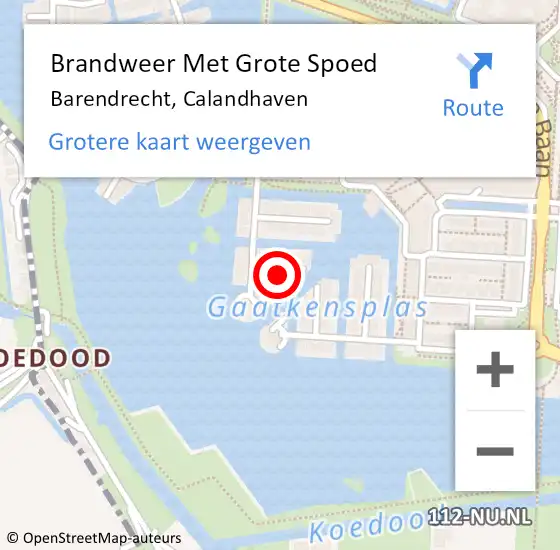 Locatie op kaart van de 112 melding: Brandweer Met Grote Spoed Naar Barendrecht, Calandhaven op 6 april 2024 19:07