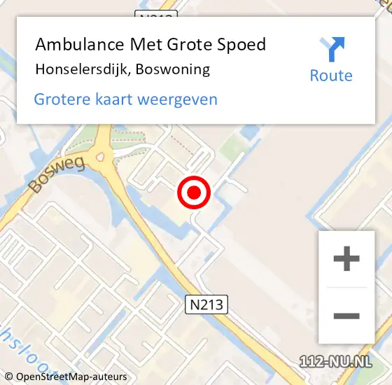 Locatie op kaart van de 112 melding: Ambulance Met Grote Spoed Naar Honselersdijk, Boswoning op 6 april 2024 20:26