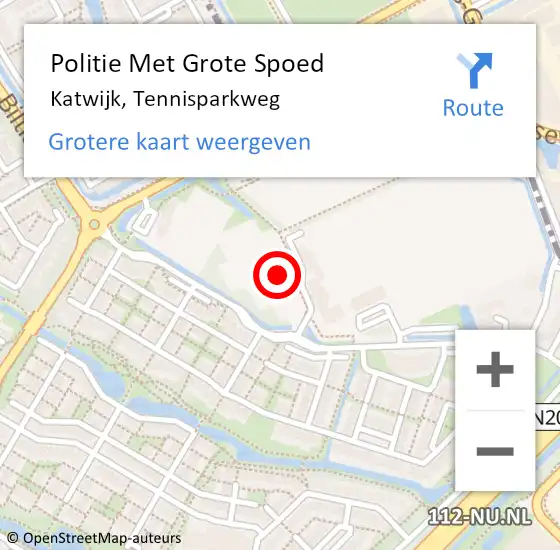 Locatie op kaart van de 112 melding: Politie Met Grote Spoed Naar Katwijk, Tennisparkweg op 6 april 2024 20:27