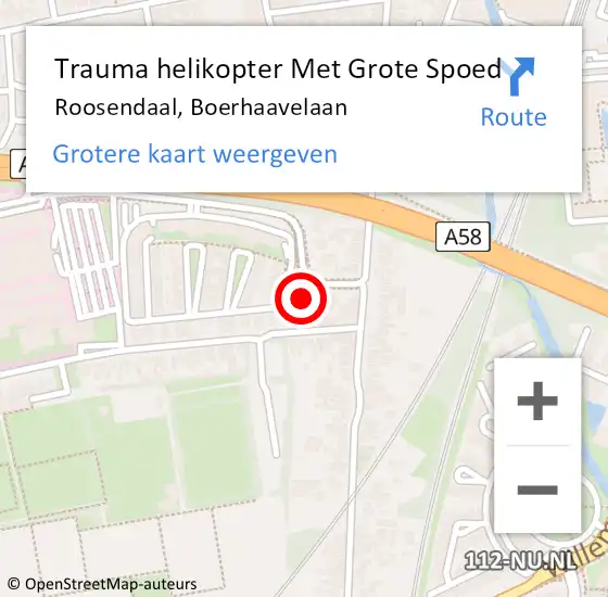 Locatie op kaart van de 112 melding: Trauma helikopter Met Grote Spoed Naar Roosendaal, Boerhaavelaan op 6 april 2024 20:31