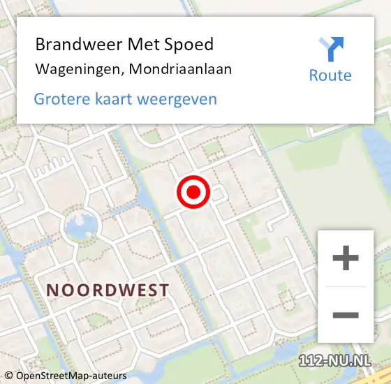 Locatie op kaart van de 112 melding: Brandweer Met Spoed Naar Wageningen, Mondriaanlaan op 6 april 2024 21:33
