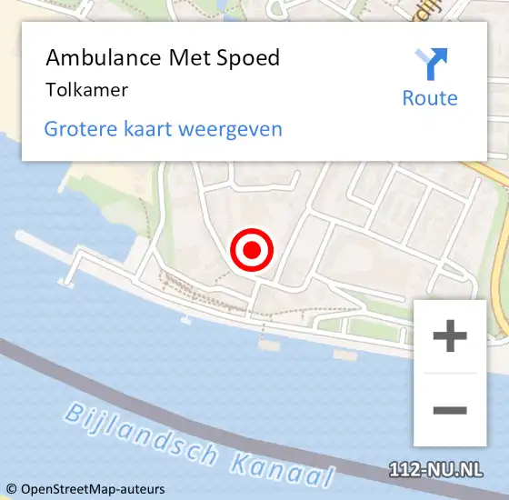 Locatie op kaart van de 112 melding: Ambulance Met Spoed Naar Tolkamer op 6 april 2024 22:01