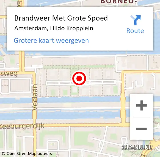 Locatie op kaart van de 112 melding: Brandweer Met Grote Spoed Naar Amsterdam, Hildo Kropplein op 6 april 2024 22:40