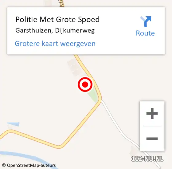 Locatie op kaart van de 112 melding: Politie Met Grote Spoed Naar Garsthuizen, Dijkumerweg op 6 april 2024 22:54