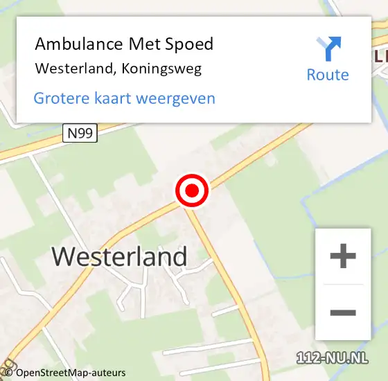 Locatie op kaart van de 112 melding: Ambulance Met Spoed Naar Westerland, Koningsweg op 6 april 2024 23:22