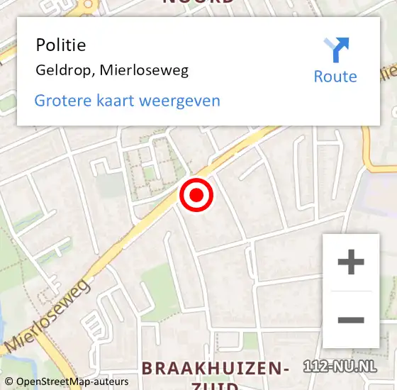Locatie op kaart van de 112 melding: Politie Geldrop, Mierloseweg op 6 april 2024 23:43