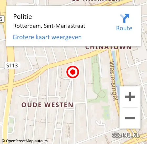 Locatie op kaart van de 112 melding: Politie Rotterdam, Sint-Mariastraat op 6 april 2024 23:48