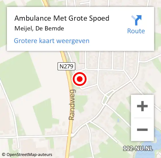 Locatie op kaart van de 112 melding: Ambulance Met Grote Spoed Naar Meijel, De Bemde op 6 april 2024 23:58
