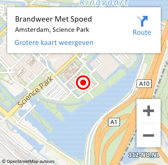 Locatie op kaart van de 112 melding: Brandweer Met Spoed Naar Amsterdam, Science Park op 7 april 2024 00:17