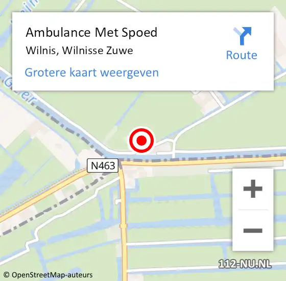 Locatie op kaart van de 112 melding: Ambulance Met Spoed Naar Wilnis, Wilnisse Zuwe op 7 april 2024 00:48