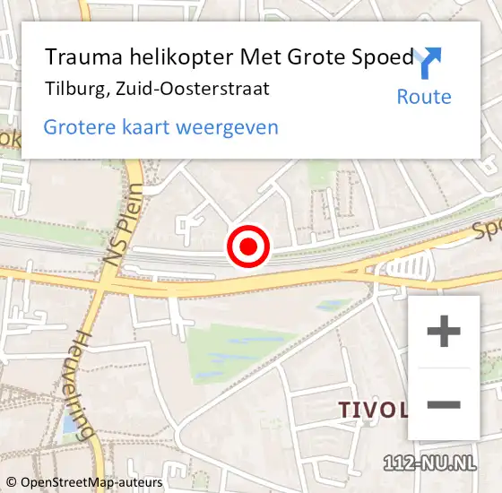 Locatie op kaart van de 112 melding: Trauma helikopter Met Grote Spoed Naar Tilburg, Zuid-Oosterstraat op 7 april 2024 01:28