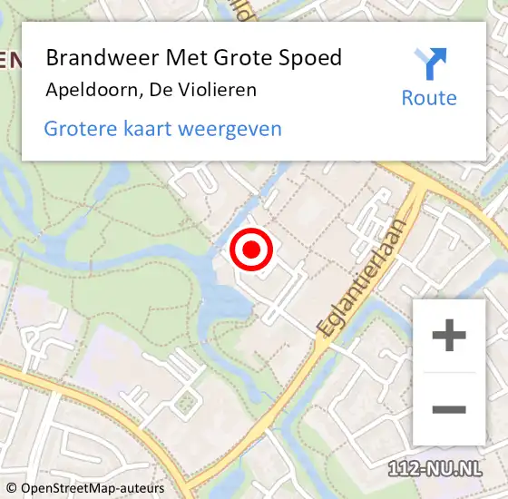 Locatie op kaart van de 112 melding: Brandweer Met Grote Spoed Naar Apeldoorn, De Violieren op 7 april 2024 02:17