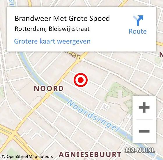 Locatie op kaart van de 112 melding: Brandweer Met Grote Spoed Naar Rotterdam, Bleiswijkstraat op 7 april 2024 02:31