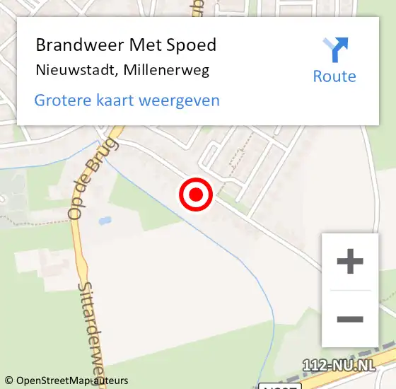 Locatie op kaart van de 112 melding: Brandweer Met Spoed Naar Nieuwstadt, Millenerweg op 7 april 2024 02:42