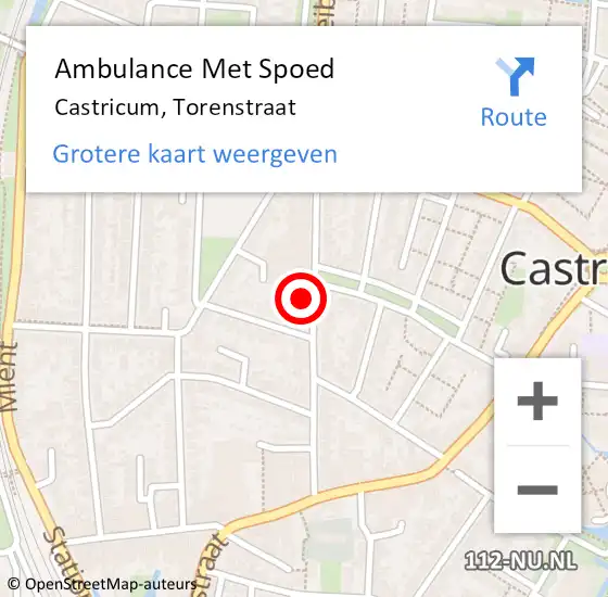 Locatie op kaart van de 112 melding: Ambulance Met Spoed Naar Castricum, Torenstraat op 7 april 2024 02:44