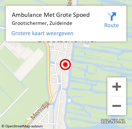 Locatie op kaart van de 112 melding: Ambulance Met Grote Spoed Naar Grootschermer, Zuideinde op 7 april 2024 03:05