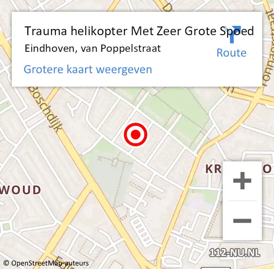 Locatie op kaart van de 112 melding: Trauma helikopter Met Zeer Grote Spoed Naar Eindhoven, van Poppelstraat op 7 april 2024 03:21