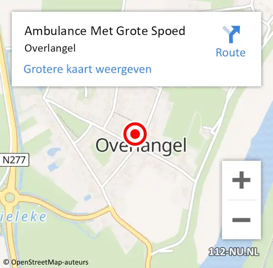 Locatie op kaart van de 112 melding: Ambulance Met Grote Spoed Naar Overlangel op 7 april 2024 03:26