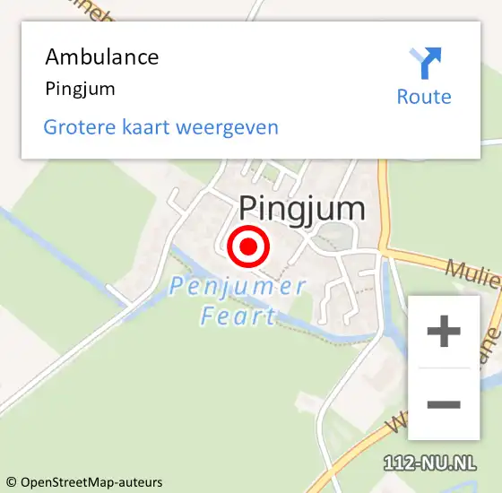 Locatie op kaart van de 112 melding: Ambulance Pingjum op 7 april 2024 05:13