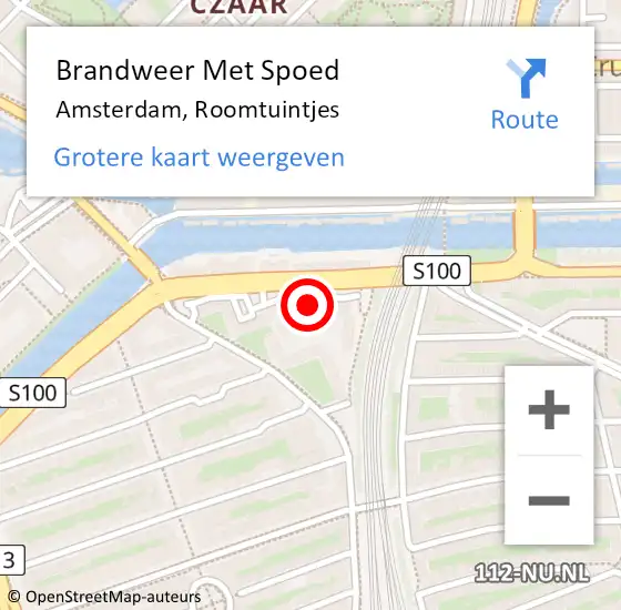 Locatie op kaart van de 112 melding: Brandweer Met Spoed Naar Amsterdam, Roomtuintjes op 7 april 2024 05:25