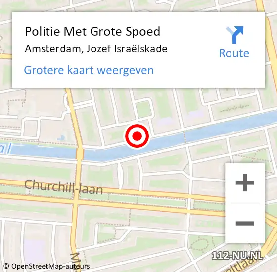 Locatie op kaart van de 112 melding: Politie Met Grote Spoed Naar Amsterdam, Jozef Israëlskade op 7 april 2024 05:45