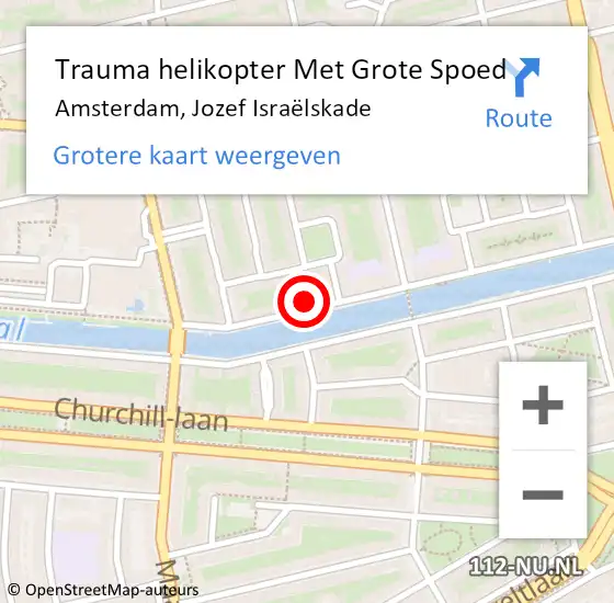 Locatie op kaart van de 112 melding: Trauma helikopter Met Grote Spoed Naar Amsterdam, Jozef Israëlskade op 7 april 2024 05:47