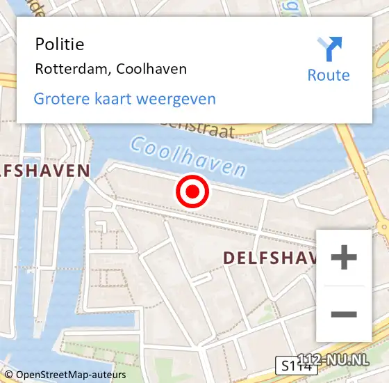 Locatie op kaart van de 112 melding: Politie Rotterdam, Coolhaven op 7 april 2024 06:04