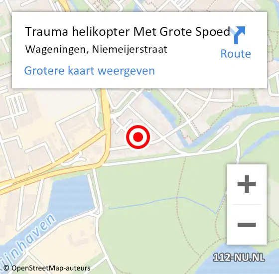 Locatie op kaart van de 112 melding: Trauma helikopter Met Grote Spoed Naar Wageningen, Niemeijerstraat op 7 april 2024 08:27
