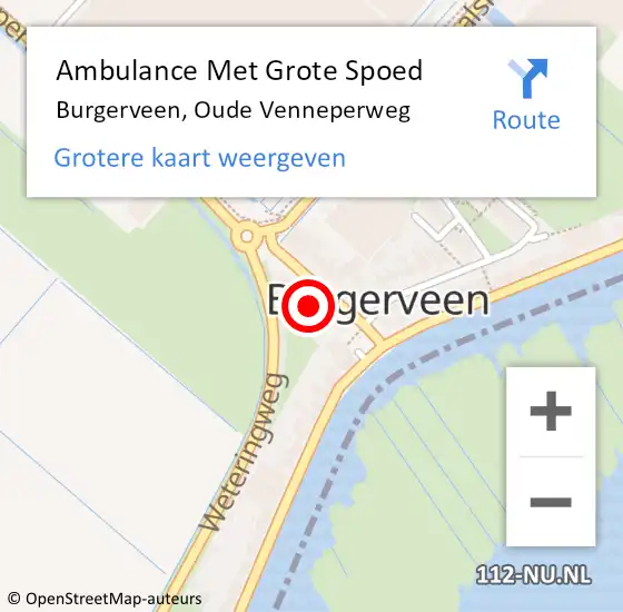 Locatie op kaart van de 112 melding: Ambulance Met Grote Spoed Naar Burgerveen, Oude Venneperweg op 7 april 2024 09:15