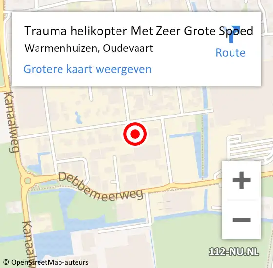 Locatie op kaart van de 112 melding: Trauma helikopter Met Zeer Grote Spoed Naar Warmenhuizen, Oudevaart op 7 april 2024 09:33